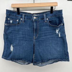 Levi's Women W32 Mid Length‎ Mid-Rise Stretch Denim Shorts Medium Wash Jean